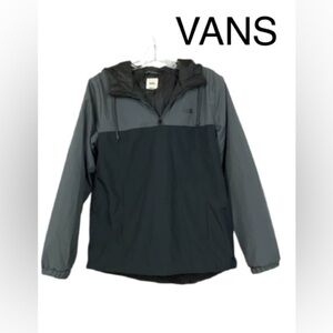 VANS Blast It Anorak Hooded Jacket Black Windbreaker Grey Size XS